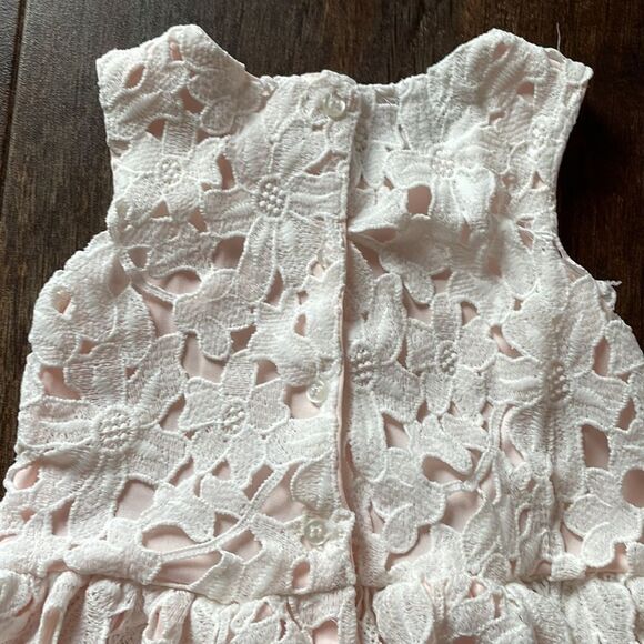 Japna Kids White and Pale Pink Embroidered Floral Dress - Picture 4 of 5